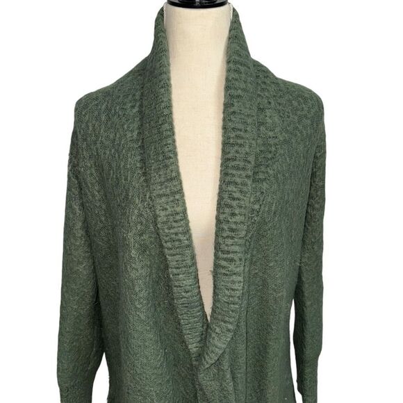 Steve Madden Solid dark Green Heavy Weight Thick Open Cardigan fuzzy size M - Picture 4 of 11